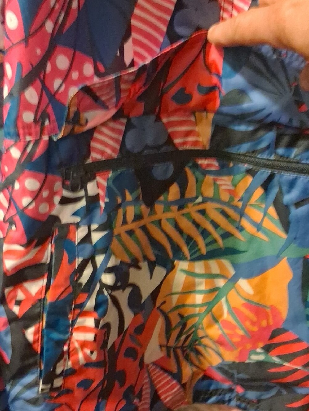 Lauren James Tropical Print Anorak Windbreaker Hood Folds Up Into Pouch Size XL - Picture 6 of 15